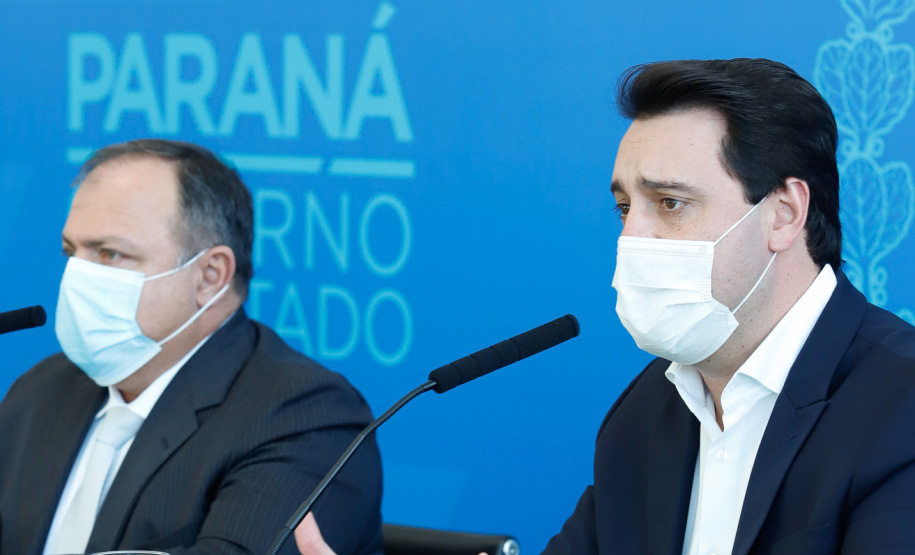 Governador Carlos Massa Ratinho Junior, recebe o ministro interino Eduardo Pazuello.