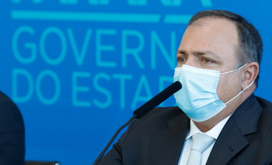 Governador Carlos Massa Ratinho Junior, recebe o ministro interino Eduardo Pazuello.