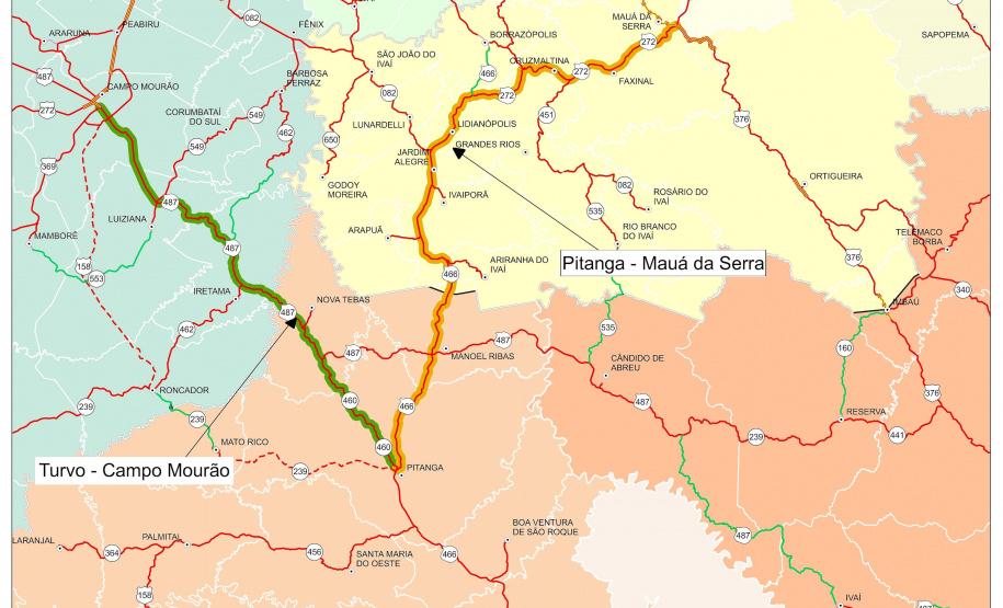Governo planeja ações para ampliar capacidade de mais de 260 quilômetros de rodovias
Com divisão em cinco lotes, intenção é remodelar trechos das PR-487, PR-460, PR-272 e PR-466 e garantir melhor interligação entre as regiões produtivas do Estado.
Arte: DER