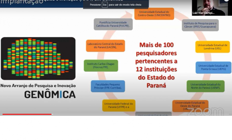 Com o objetivo de avançar no desenvolvimento de metodologias aplicadas ao diagnóstico e prevenção de doenças de base genética, em especial a Covid 19 e doenças oncológicas, a Fundação Araucária (FA) e a Superintendência Geral de Ciência, Tecnologia e Ensino Superior (Seti) lançaram, nesta sexta-feira (31), a Rede Paranaense de Pesquisa Genômica. Foto: Fundação Araucária
