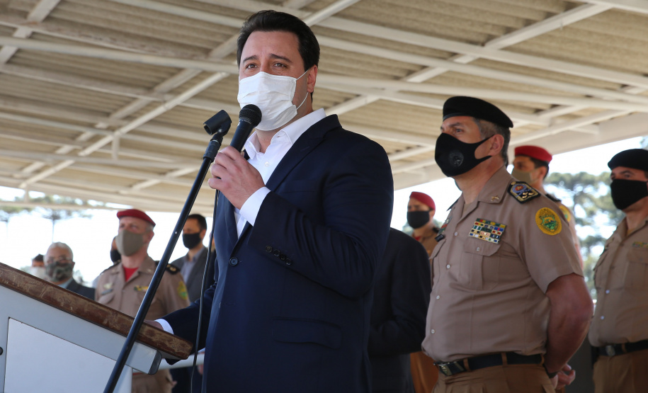 O Governador Carlos Massa Ratinho Junior entrega nesta segunda-feira (10/08), a reforma, melhorias e ampliacao da Academia Policial Militar do Guatupê - bloco 3 e novas  viaturas.  Curitiba, 10/08/2020 - Foto: Geraldo Bubniak/AEN