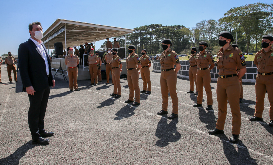 O Governador Carlos Massa Ratinho Junior entrega nesta segunda-feira (10/08), a reforma, melhorias e ampliacao da Academia Policial Militar do Guatupê - bloco 3 e novas  viaturas.  Curitiba, 10/08/2020 - Foto: Geraldo Bubniak/AEN