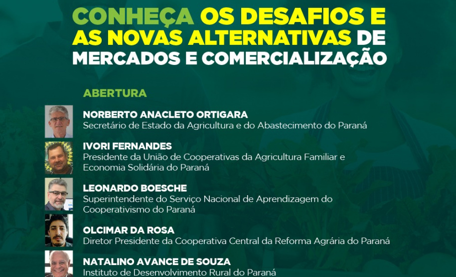 Coopera Paraná realiza evento online sobre desafios de comercialização. Imagem:SEAB