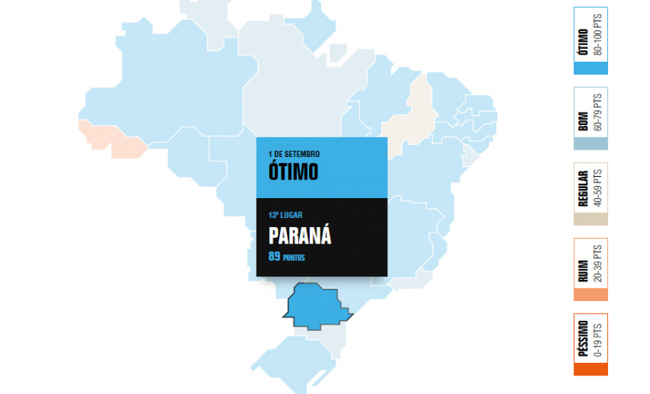 Paraná divulga muito mais que
números no portal do coronavírus. Imagem:https://transparenciainternacional.org.br/ranking/