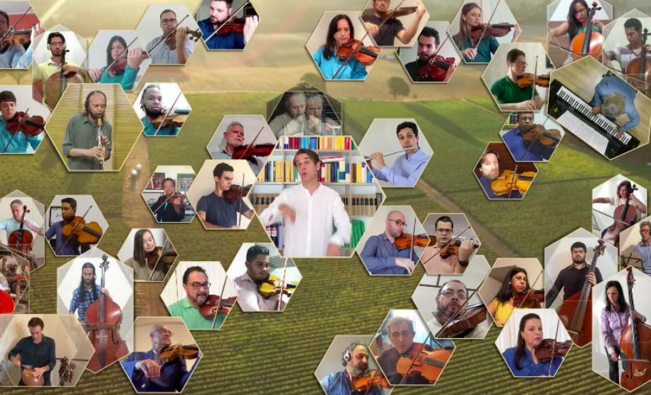 O mês de setembro começou com concerto virtual na Orquestra Sinfônica do Paraná em homenagem aos trabalhadores do campo. A obra apresentada nesta terça-feira (01) foi O Cio da Terra, de Chico Buarque e Milton Nascimento. O vídeo está disponível nas redes sociais do BRDE e do Instituto de Apoio à Orquestra Sinfônica do Paraná. Imagem: Reprodução Youtube