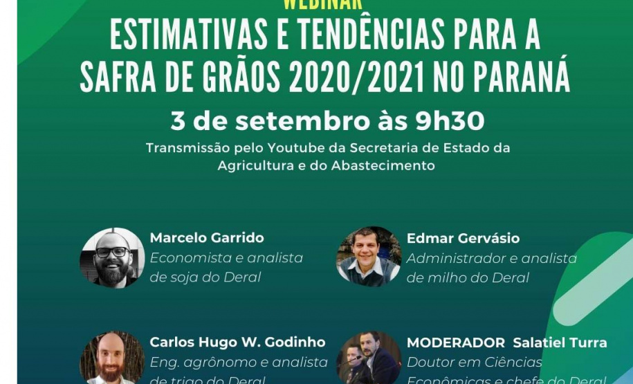Agricultura promove webinar sobre a safra 2020/2021 no Paraná
. Imagem:SEAB