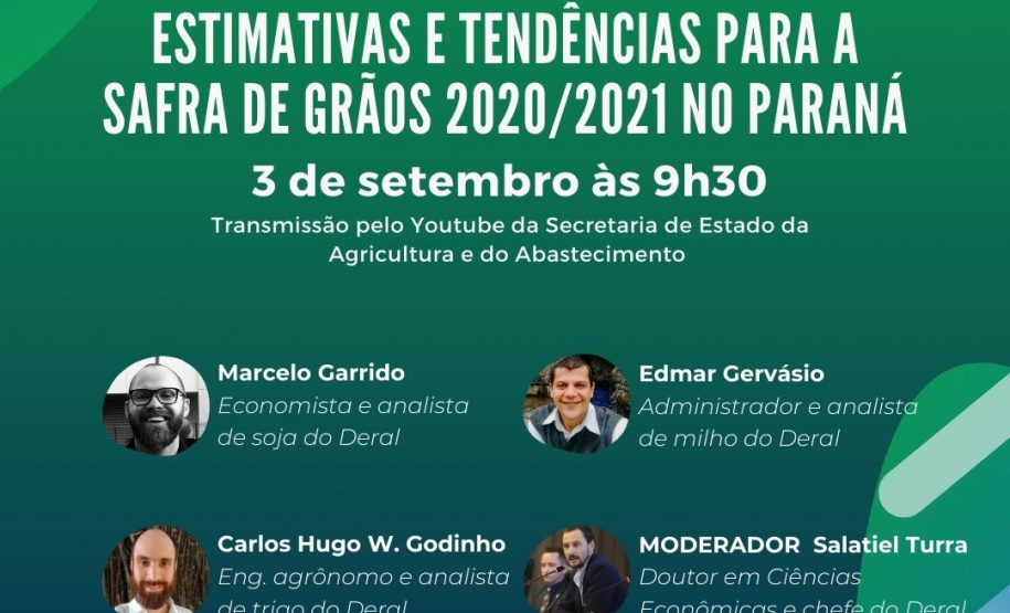 Agricultura promove webinar sobre a safra 2020/2021 no Paraná
. Imagem:SEAB