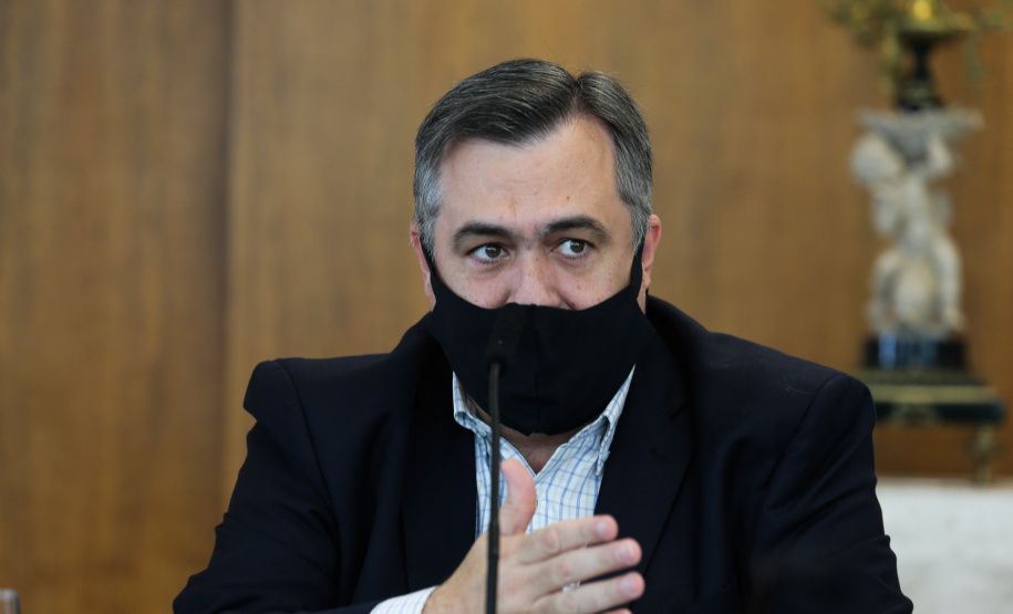 O governador Carlos Massa Ratinho Junior participa nesta segunda-feira (21) da reunião com a equipe de governo.  21/09/2020 - Foto: Geraldo Bubniak/AEN