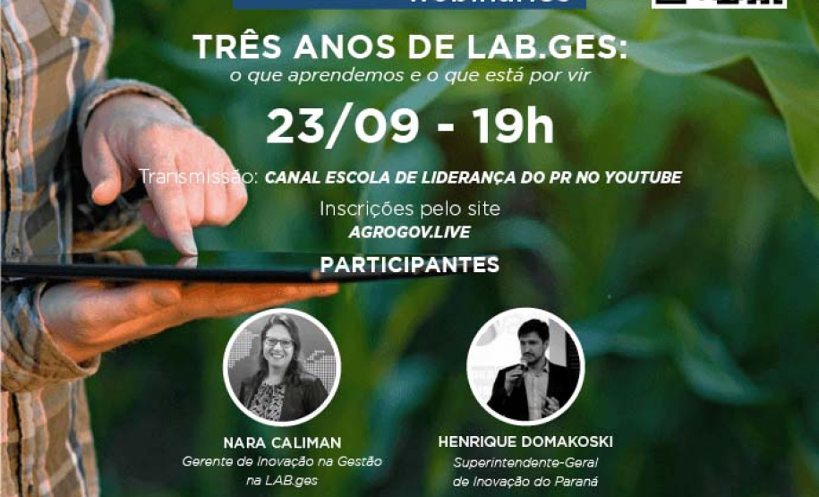 Palestra sobre laboratório de inovação no setor agro acontece nesta quarta-feira. Imagem:SEAB