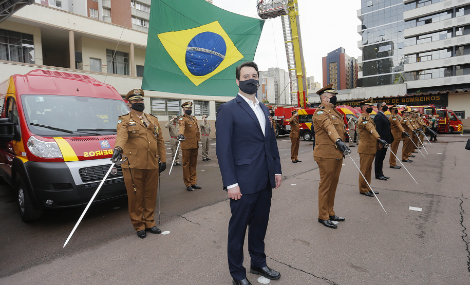 Curitiba-08-10-2020 - Governador Carlos Massa Ratinho Junior, participa do  108° Aniversário do Corpo de Bombeiros da Polícia Militar do Paraná- Foto : Jonathan Campos / AEN