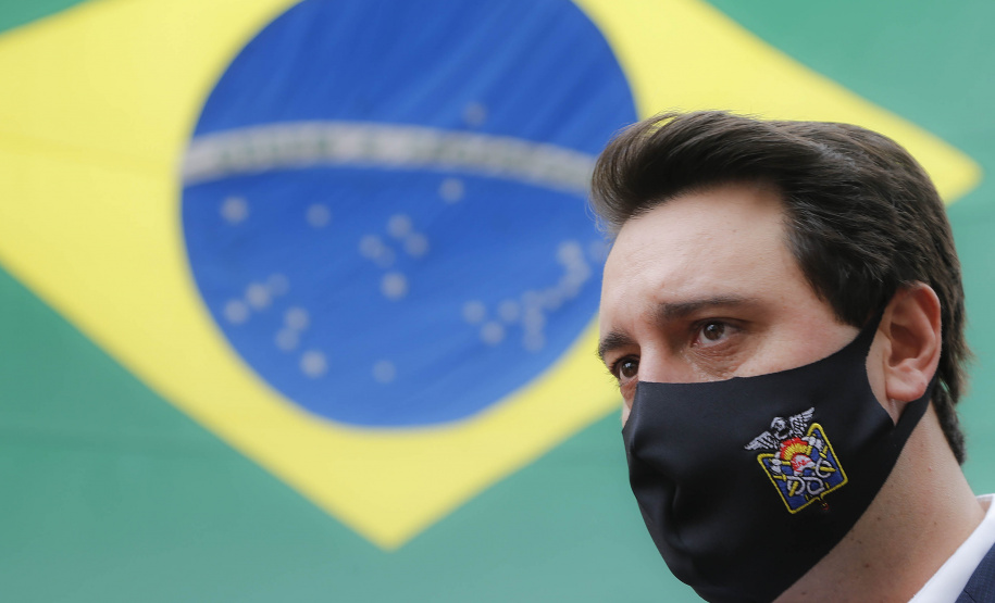 Curitiba-08-10-2020 - Governador Carlos Massa Ratinho Junior, participa do  108° Aniversário do Corpo de Bombeiros da Polícia Militar do Paraná- Foto : Jonathan Campos / AEN