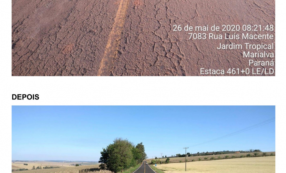 Ligação entre Marialva e o distrito de Aquidaban recebe melhorias . Foto:DER