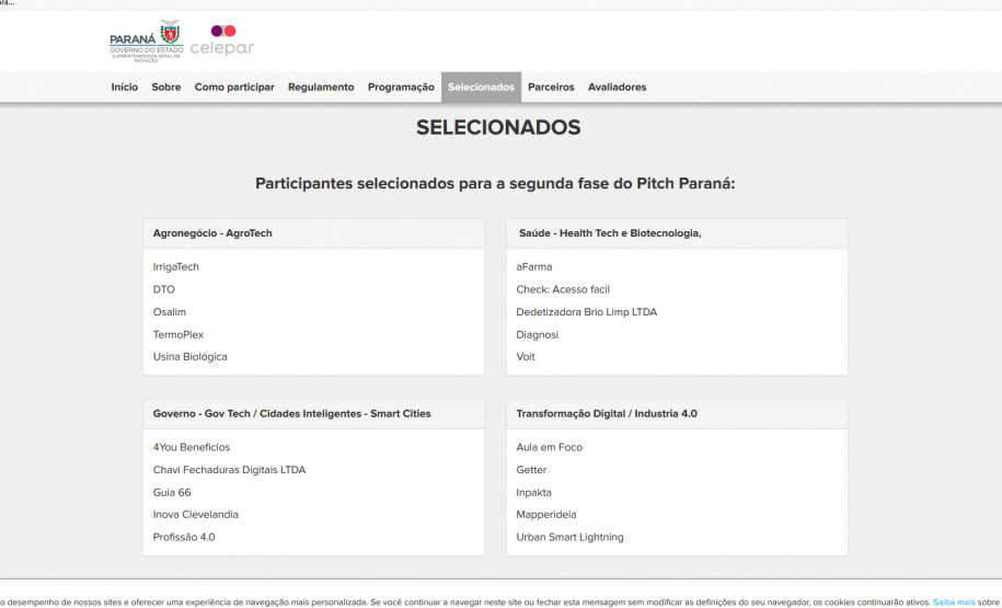 Governo divulga startups selecionadas no Pitch Paraná