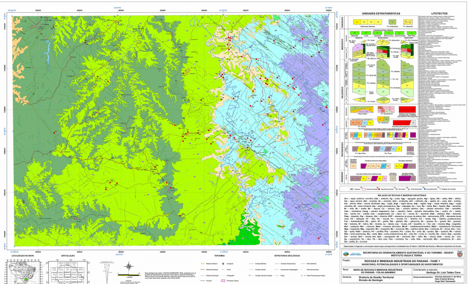 Carta de Rochas e Minerais Industriais do Paraná de Campo Mourão. Imagem: SEDEST