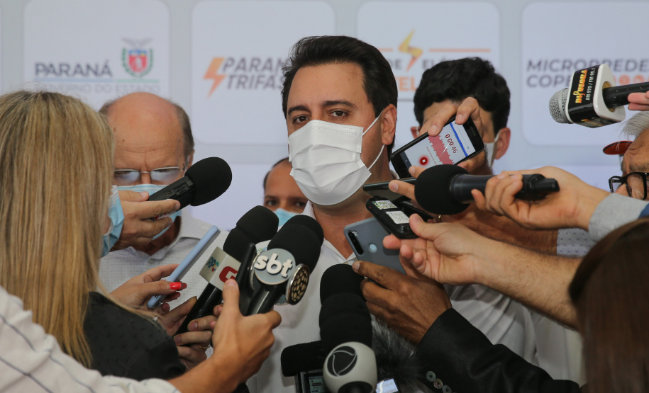 Copel Palotina O governador Carlos Massa Ratinho Junior e o presidente da Copel, Daniel Pimentel Slaviero, apresentam nesta quarta-feira (18), em Palotina, no Oeste do Estado, uma chamada pública para a contratação de energia proveniente de autogeradores, na CVale em Palotina.Palotina, 18/11/2020 - Foto: Geraldo Bubniak/AEN