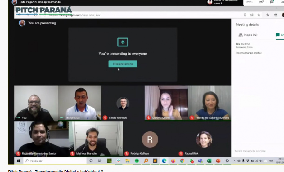 Startups apresentam projetos para Indústria 4.0 no Pitch Paraná . Foto: Reprodução Youtube