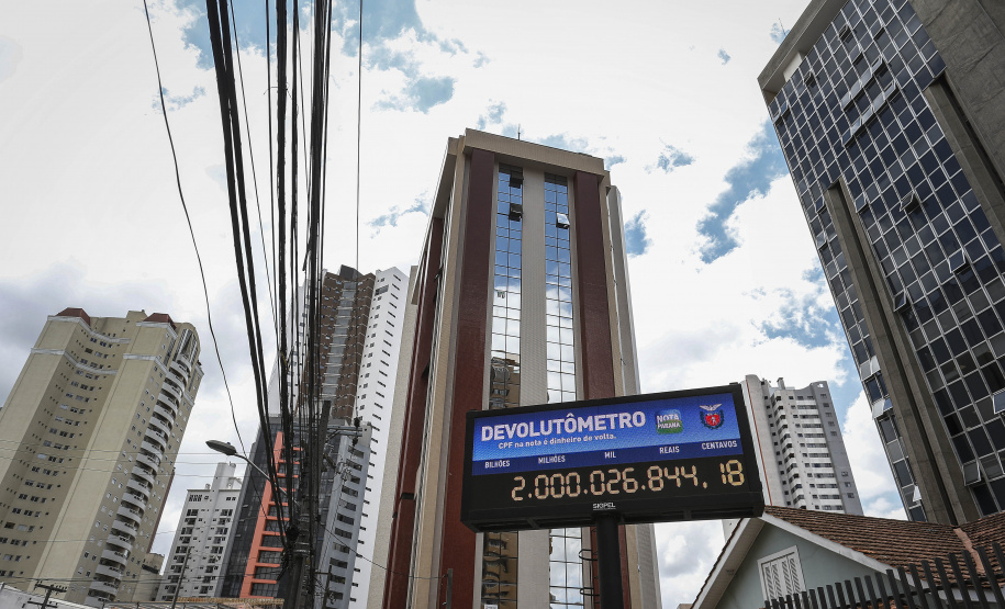Curitiba -20-11-2020 - Devolutômetro - O Nota Paraná atingiu hoje a marca de R$ 2 bilhão em valores liberados aos participantes do programa- Foto: Jonathan Campos/ AEN