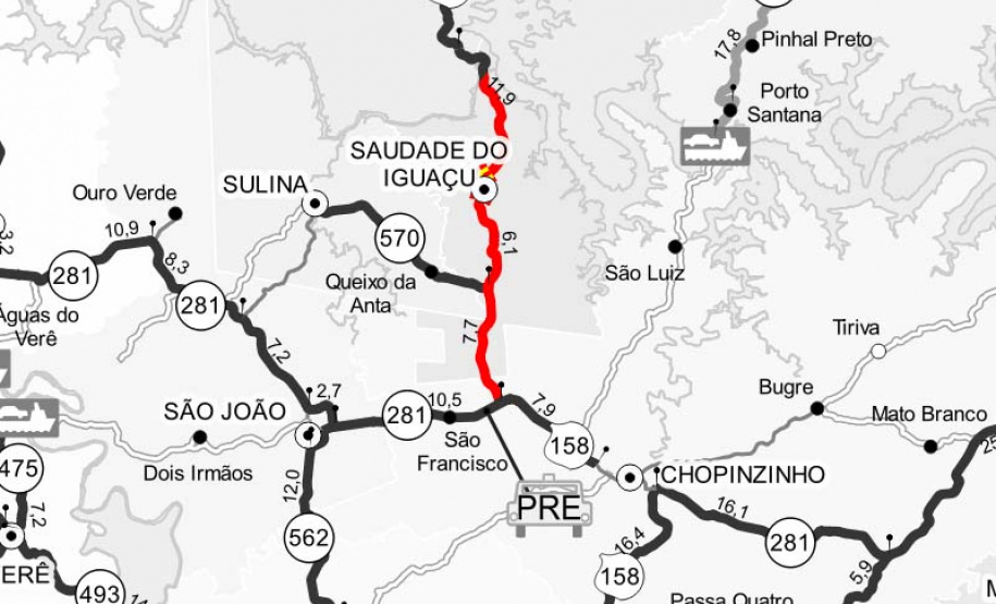 Rodovia do sudoeste recebe melhorias em trecho de 25,8 quilômetros.PRC-158. Foto:DER