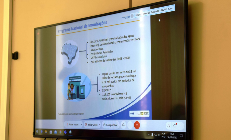 Sesa participa de reunião com MS sobre o Plano Preliminar de Vacinação contra a Covid-19. Foto:SESA