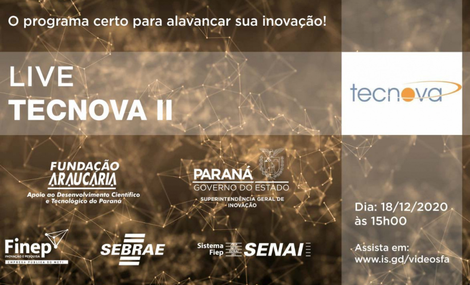 Araucária promove LIVE sobre o TECNOVA II na próxima sexta-feira (18)
. Imagem: Fundação Araucária