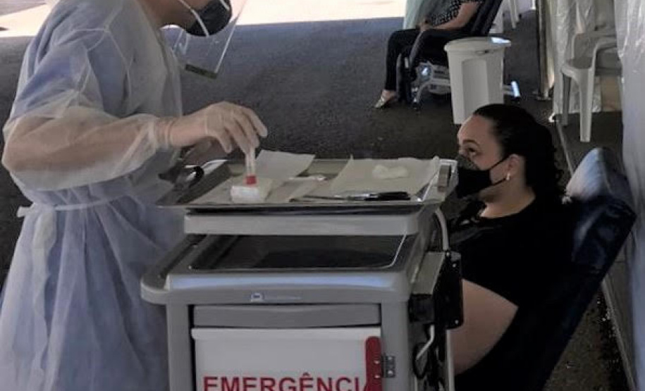 Sesa instala segundo posto de coleta para exame Cov id-19 em sistema drive-thru. Foto:SESA