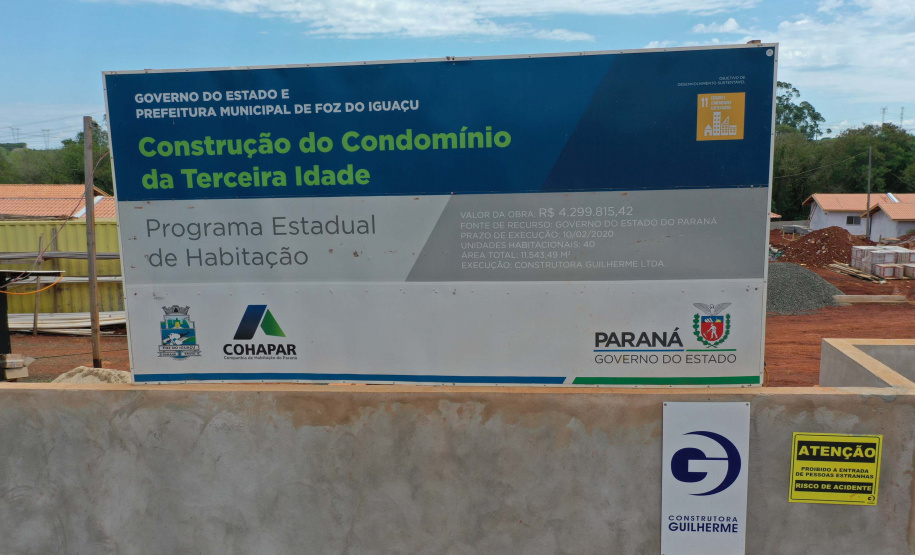 Condomínio do Idoso de Foz do Iguaçu tem 80% das obras executadas. Foto: Alessandro Vieira/AEN