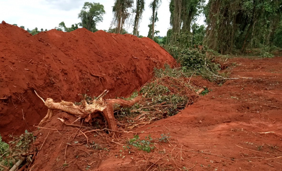 Uma fiscalização do Batalhão de Polícia Ambiental-Força Verde (BPAmb-FV) e do Instituto Água e Terra (IAT), órgão vinculado à Secretaria do Desenvolvimento Sustentável e Turismo (Sedest), flagrou a destruição de vegetação nativa no município de São José da Boa Vista, no Norte do Estado, no sábado (09). A ação resultou na prisão de nove pessoas, apreensão de seis máquinas e um total de R$ 252 mil em multas. - Foto: Divulgação SEDEST/IAT