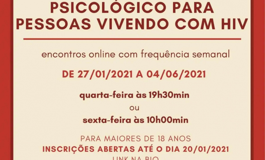 A Clínica Psicológica, do Centro de Ciências Biológicas (CCB), inicia neste mês de janeiro as atividades de cinco grupos de apoio psicológico e acolhimento. Os grupos atenderão pessoas em luto, gestantes, pessoas vivendo com HIV, mulheres e população LGBTQIA+.  -   Foto/Arte: Divulgação UEL