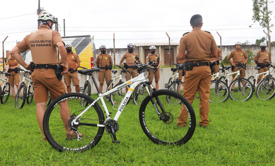 Policiais militares passam por capacitação de ciclopatrulhamento no Litoral
. Foto:PMPR