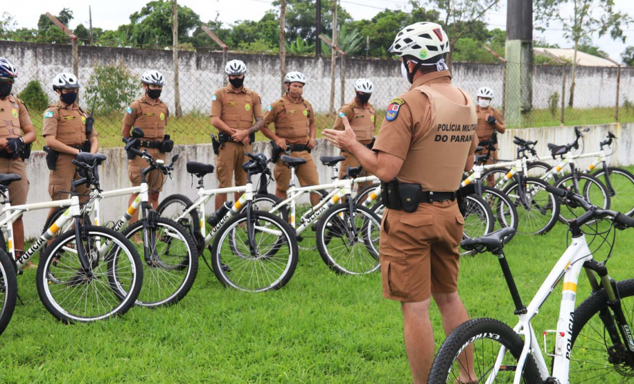 Policiais militares passam por capacitação de ciclopatrulhamento no Litoral
. Foto:PMPR