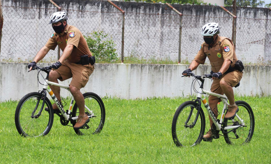 Policiais militares passam por capacitação de ciclopatrulhamento no Litoral
. Foto:PMPR