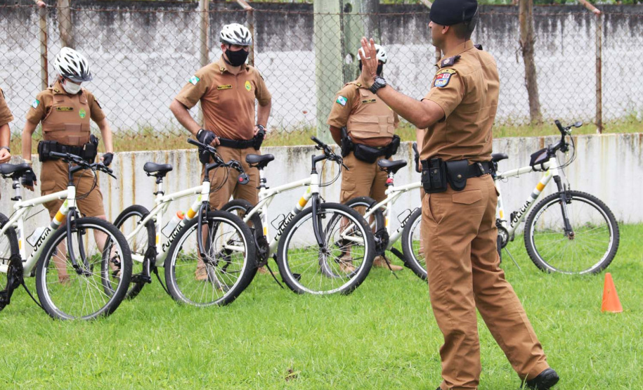 Policiais militares passam por capacitação de ciclopatrulhamento no Litoral
. Foto:PMPR