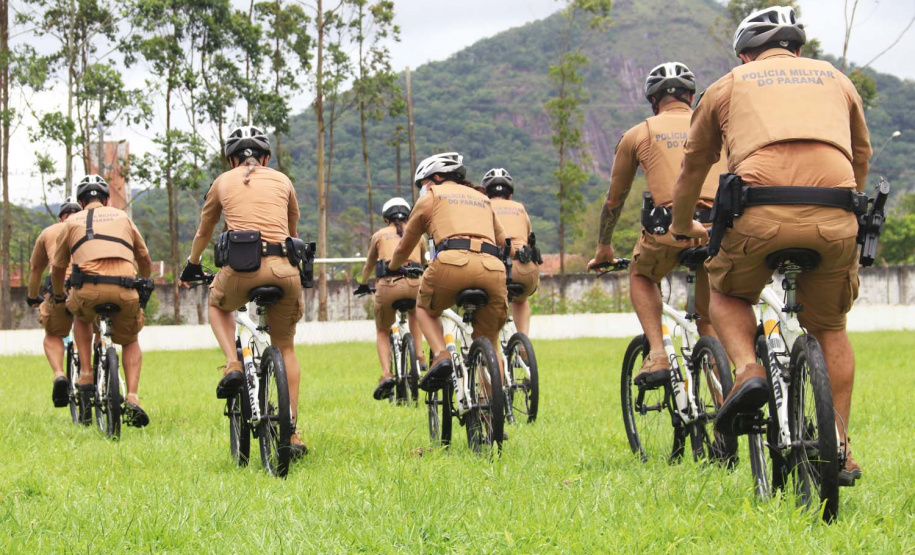 Policiais militares passam por capacitação de ciclopatrulhamento no Litoral
. Foto:PMPR