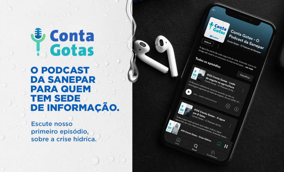 Sanepar lanç nesta terça-feira (27) o podcast Conta Gotas como mais uma forma de se comunicar com uma publicação. O episódio que inaugura a série aborda a crise hídrica, considerando um histórico que vai até outubro de 2020.  -  Foto: Sanepar