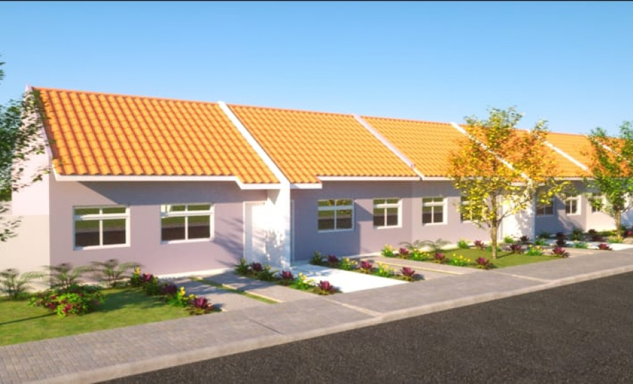 Unidades fazem parte da primeira etapa do Residencial Parque dos Tropeiros, que contará com 444 moradias ao todo. Seleção será feita com pessoas inscritas no cadastro da companhia, com renda familiar mensal a partir de R$ 1.700, que poderão financiar imóveis com descontos de até R$ 19 mil. (Imagem: COBEC Construtora)