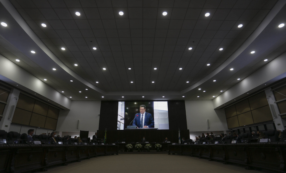 Governador Carlos Massa participa da  cerimônia de posse da nova cúpula diretiva do Tribunal de Justiça do Paraná (TJ-PR) para o biênio 2021/2022. Foto: Jonathan Campos/AEN