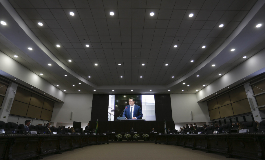Governador Carlos Massa participa da  cerimônia de posse da nova cúpula diretiva do Tribunal de Justiça do Paraná (TJ-PR) para o biênio 2021/2022. Foto: Jonathan Campos/AEN
