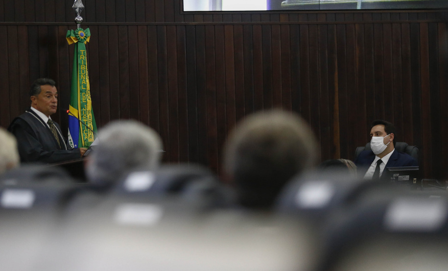 Governador Carlos Massa participa da  cerimônia de posse da nova cúpula diretiva do Tribunal de Justiça do Paraná (TJ-PR) para o biênio 2021/2022. Foto: Jonathan Campos/AEN