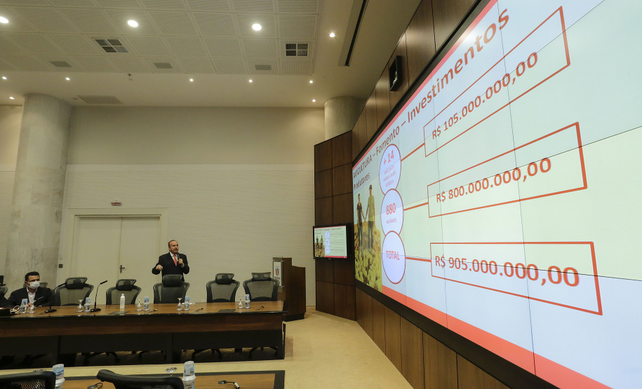 O presidente da cooperativa Lar, Irineo da Costa Rodrigues, apresentou nesta quarta-feira (10) ao governador Carlos Massa Ratinho Junior e aos secretários de Estado um plano de investimento de R$ 2,412 bilhões até 2024 na suinocultura e na avicultura, com previsão de dobrar a quantidade de funcionários diretos e alcançar 26 mil contratados. - Curitiba, 10/02/2021 - Foto: Jonathan Campos/AEN