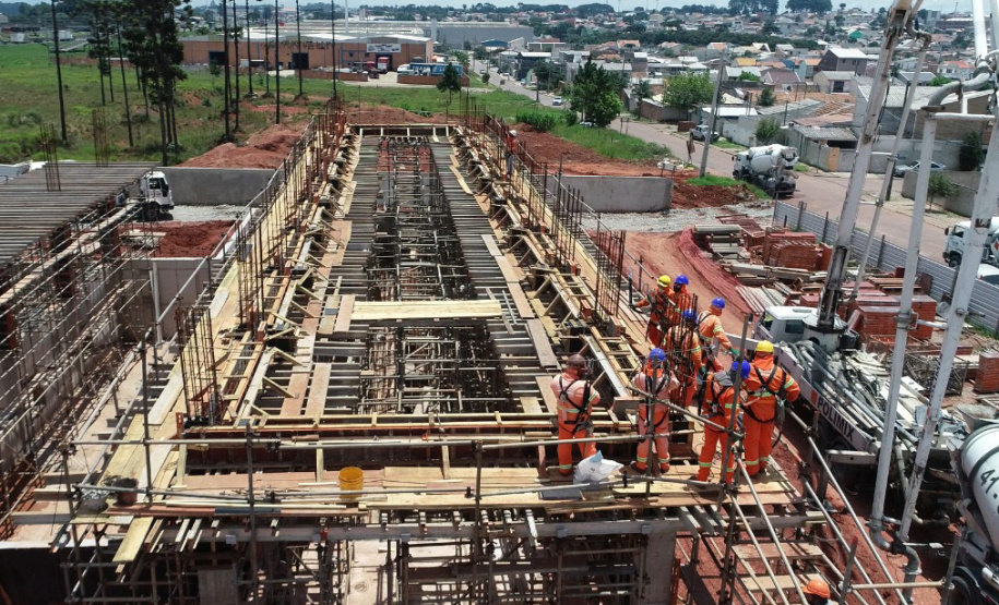 Obra de construção do reservatório de água no Sítio Cercado  -  Curitiba, 15/02/2021  -  Foto: Divulgação Sanepar