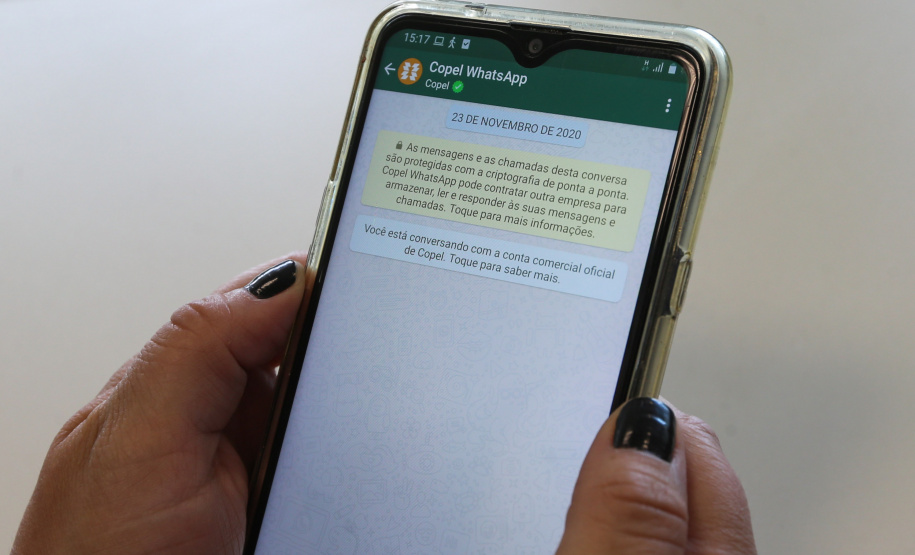 WhatsApp da Copel já recebeu mais de 200 mil solicitações. Foto: Geraldo bubniak?AEN