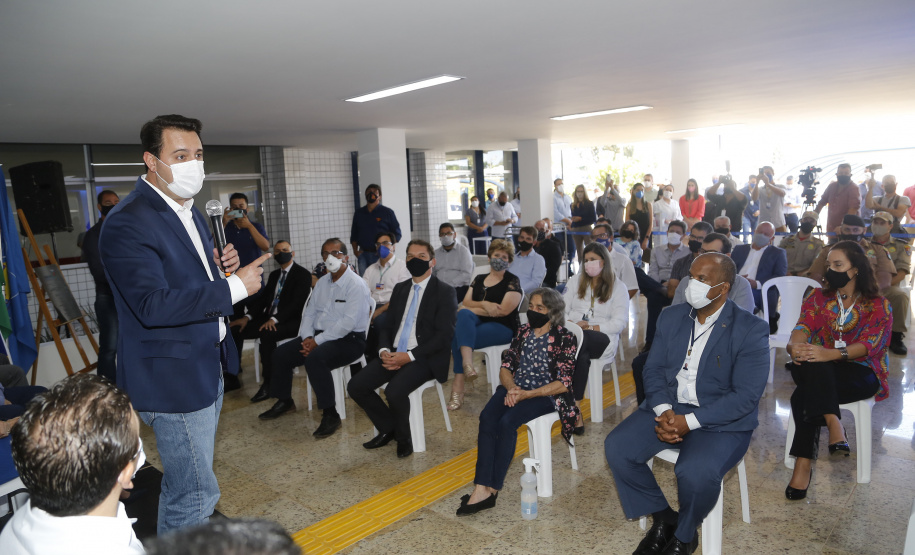 O governador Carlos Massa Ratinho participou nesta segunda-feira (22) da cerimônia de entrega da ampliação de nova ala  do Hospital Universitário de Ponta Grossa.  -  Ponta Grossa, 22/02/20221  -  Foto: Gilson Abreu/AEN