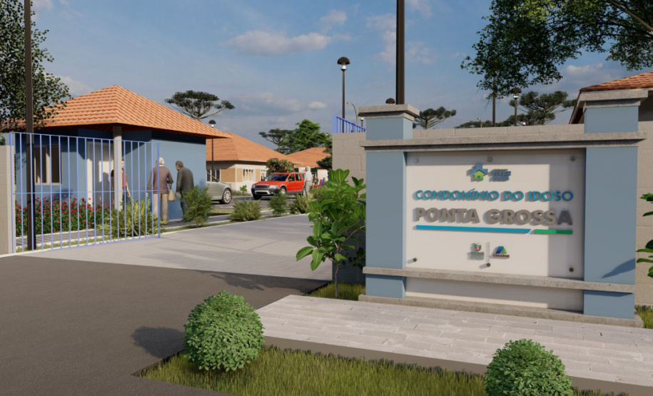 O governador Carlos Massa Ratinho Junior assinou nesta segunda-feira (22) a ordem de serviço para a construção de um Condomínio do Idoso em Ponta Grossa, nos Campos Gerais. O empreendimento será composto por 40 moradias destinadas a pessoas com 60 anos ou mais, que poderão usufruir de um amplo espaço com estrutura de saúde, lazer e acompanhamento social pagando apenas um aluguel social. - Foto/Arte: Divulgação Cohapar
