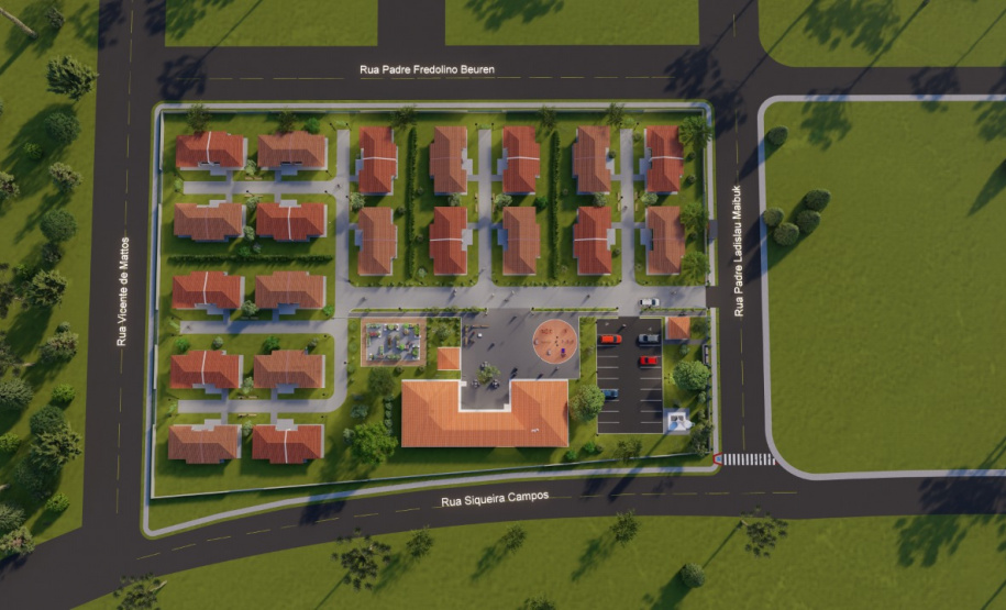 O governador Carlos Massa Ratinho Junior assinou nesta segunda-feira (22) a ordem de serviço para a construção de um Condomínio do Idoso em Ponta Grossa, nos Campos Gerais. O empreendimento será composto por 40 moradias destinadas a pessoas com 60 anos ou mais, que poderão usufruir de um amplo espaço com estrutura de saúde, lazer e acompanhamento social pagando apenas um aluguel social. - Foto/Arte: Divulgação Cohapar