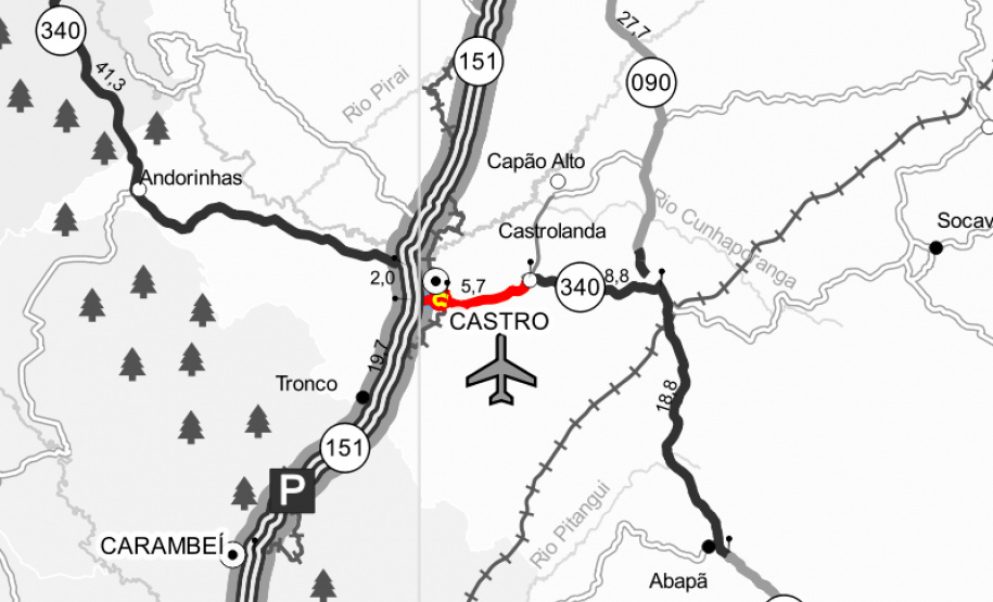 O Departamento de Estradas de Rodagem do Paraná (DER/PR) está realizando serviços de conservação na PR-340, em Castro, na região dos Campos Gerais. Os trabalhos estão em andamento no trecho de 5,72 quilômetros entre a PR-151 e o acesso para a cooperativa Castrolanda, e beneficiam os mais de 71 mil habitantes locais, além de toda a cadeia produtiva da região. - Foto: Divulgação DER-PR