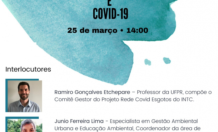 Estão abertas até o dia 22 de março as inscrições para o webinário “Saneamento, Saúde e Covid”, promovido pela Companhia de Saneamento do Paraná (Sanepar). Promovido pela plataforma DtCom/Zoom, o evento será no dia 25 de março, a partir das 14 horas, com participação do público. - Foto/Arte: Divulgação SANEPAR