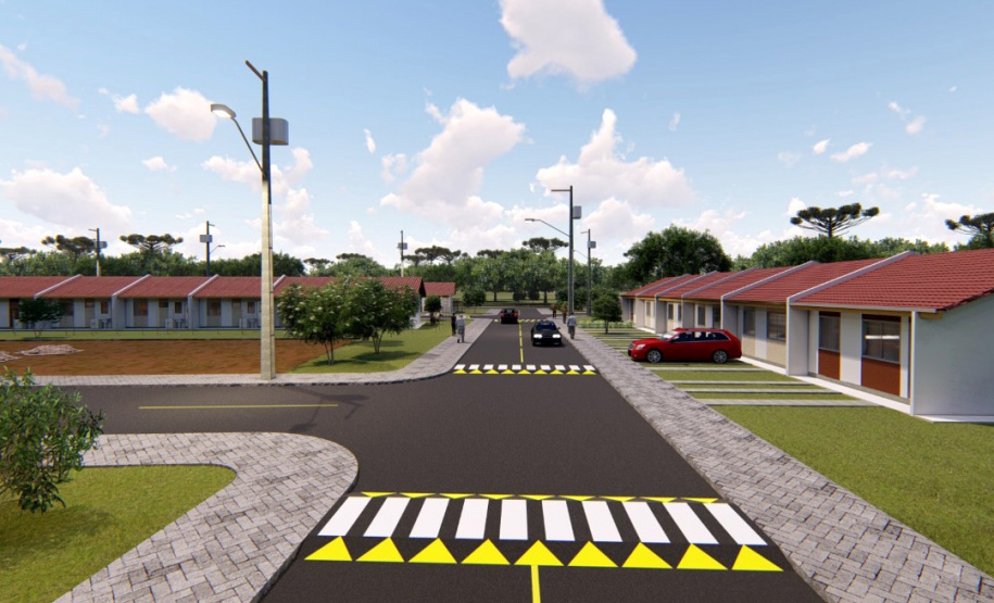 Famílias que estão em busca de adquirir uma casa própria na Lapa têm o fim desta quarta-feira (17) para participar do processo de seleção das primeiras 118 unidades do Residencial Parque dos Tropeiros. A seleção será realizada com famílias com renda mensal a partir de R$ 1.700, que devem se inscrever pelo site da Cohapar: cohapar.pr.gov.br/cadastro. (Imagem: Cohapar)