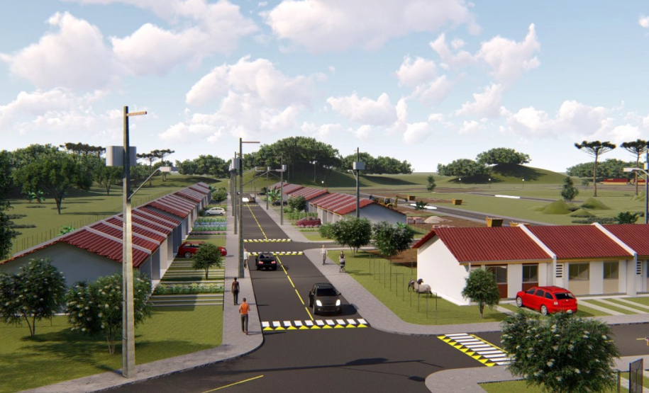 Famílias que estão em busca de adquirir uma casa própria na Lapa têm o fim desta quarta-feira (17) para participar do processo de seleção das primeiras 118 unidades do Residencial Parque dos Tropeiros. A seleção será realizada com famílias com renda mensal a partir de R$ 1.700, que devem se inscrever pelo site da Cohapar: cohapar.pr.gov.br/cadastro. (Imagem: Cohapar)