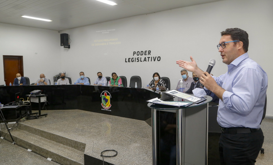 Comitiva da Nova Ferroeste visita Mundo Novo, no Mato Grosso do Sul. Os técnicos apresentaram na Câmara de Vereadores da cidade o estudo de demanda e traçado elaborado para a ferrovia.
 Foto Gilson Abreu/AEN