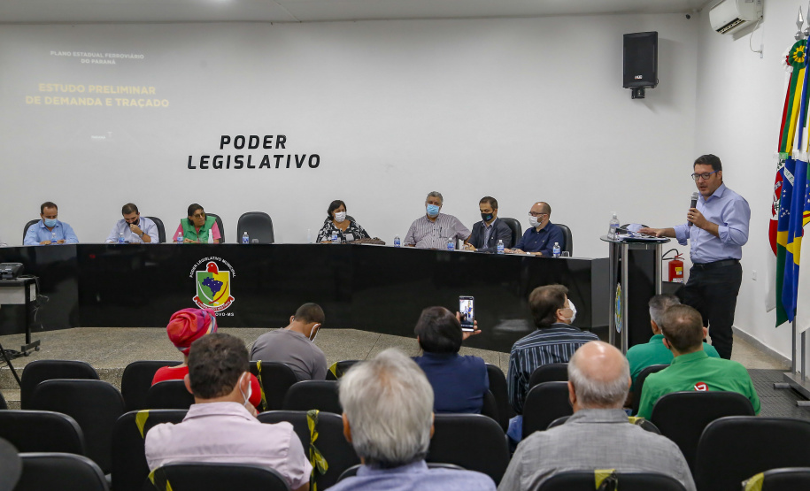 Comitiva da Nova Ferroeste visita Mundo Novo, no Mato Grosso do Sul. Os técnicos apresentaram na Câmara de Vereadores da cidade o estudo de demanda e traçado elaborado para a ferrovia.
 Foto Gilson Abreu/AEN